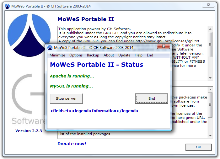 Sim-on-a-Stick: MoWeS user interface